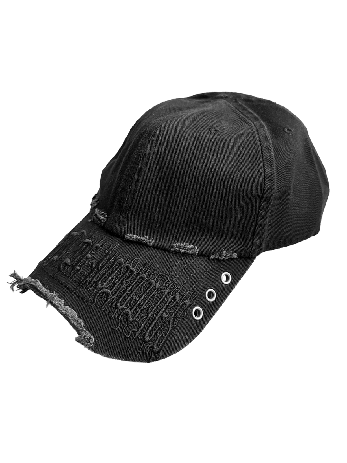 BLACK CUT OFF WAXXED METAL LOGO CAP