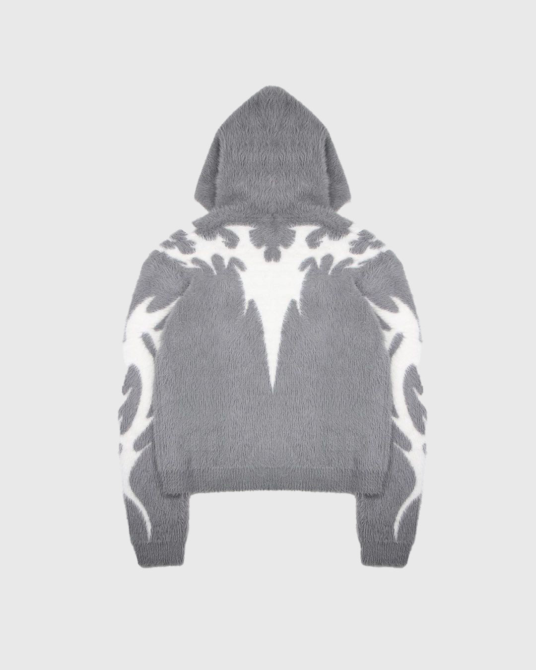 NIGHTFALL 2.0 DEVIL GREY FUR KNIT ZIP HOODIE