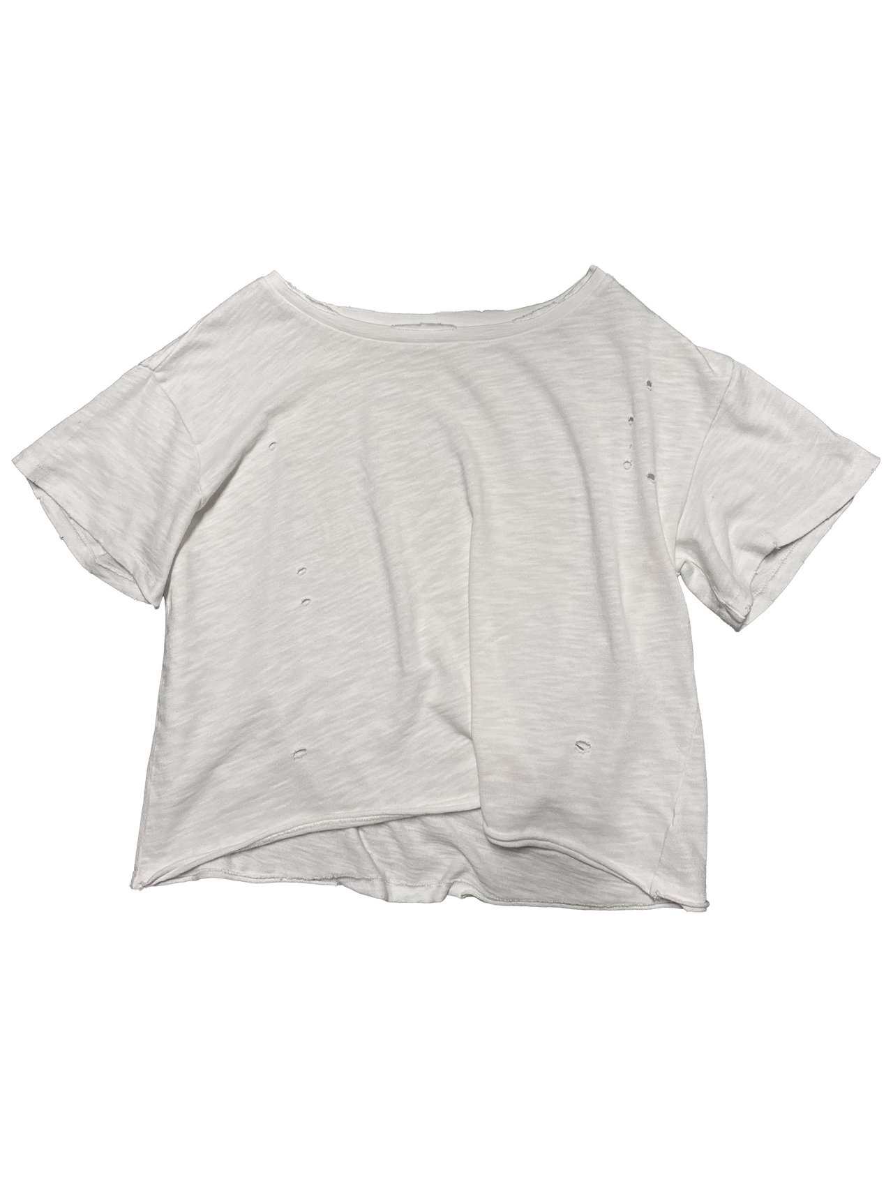 WHITE SLUB COTTON SISTER CUT TEE