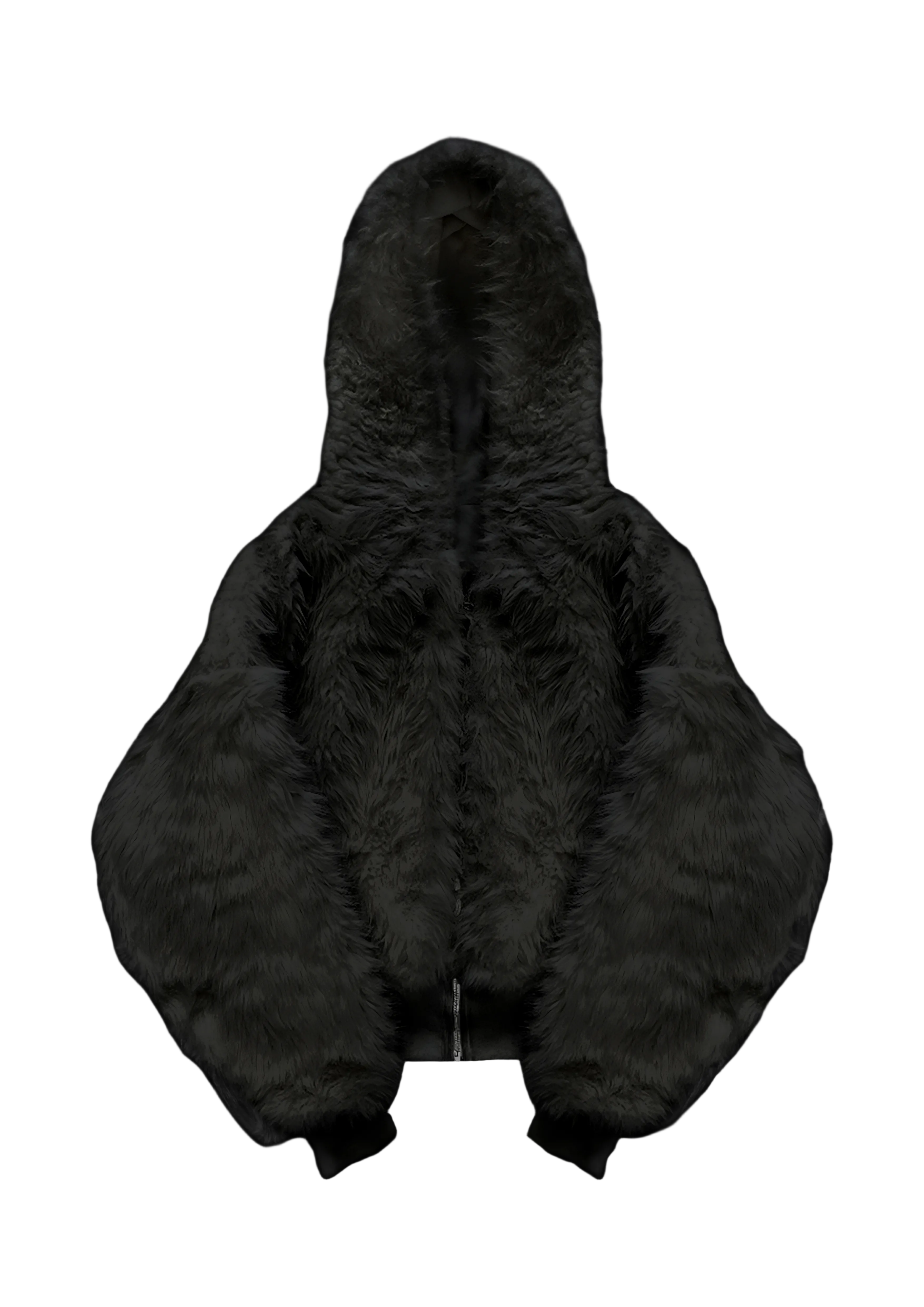 Broken Promises Unruly Black Wash Fur Zip Hoodie at Hamilton 