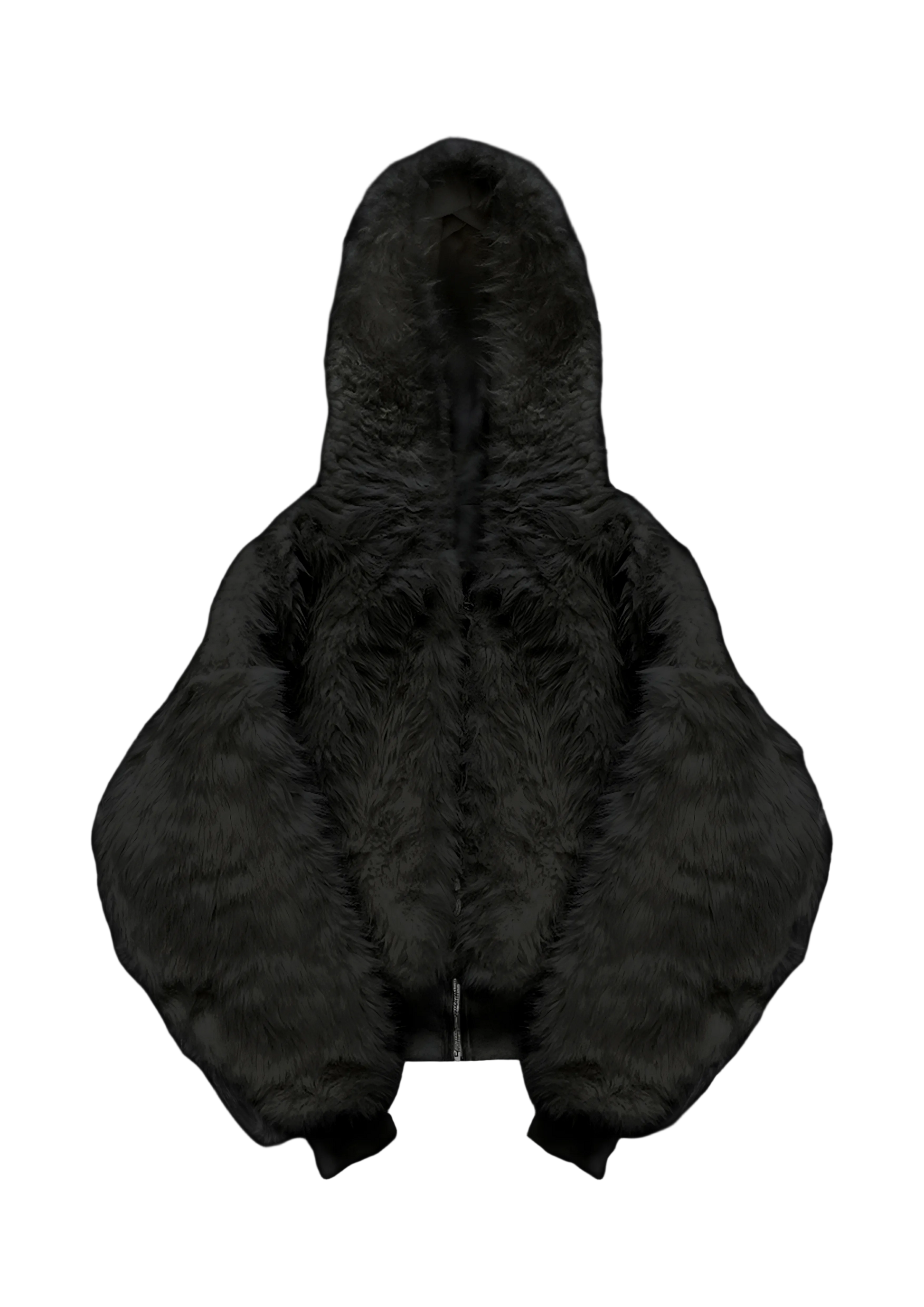 BLACK YETI FUR REVERSIBEL ZIP HOODIE JACKET - Society De Nobodies BLACK YETI FUR REVERSIBEL ZIP HOODIE JACKET - Society De Nobodies