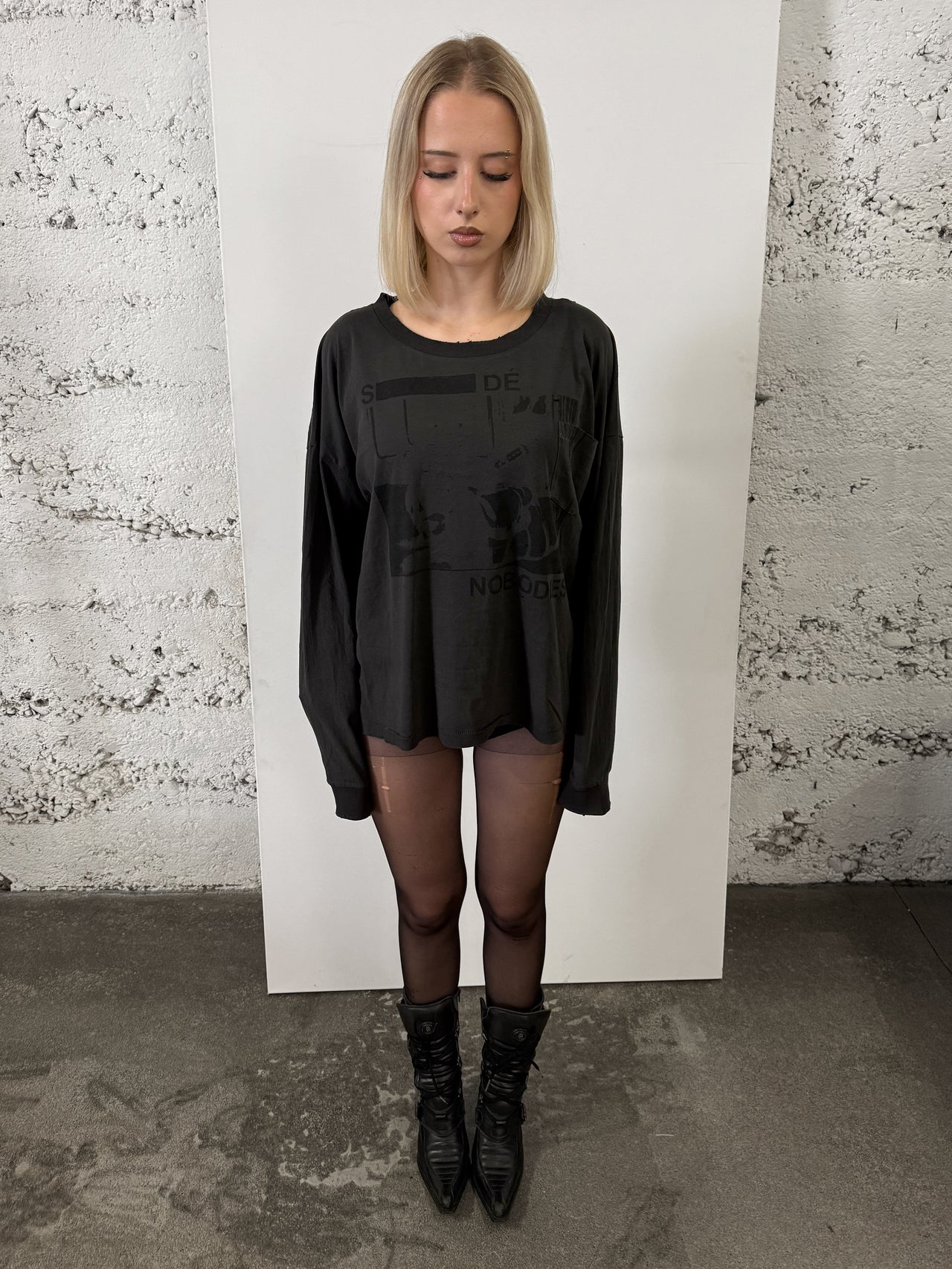 BLACK CLASSIC LOGO POCKET LS TEE