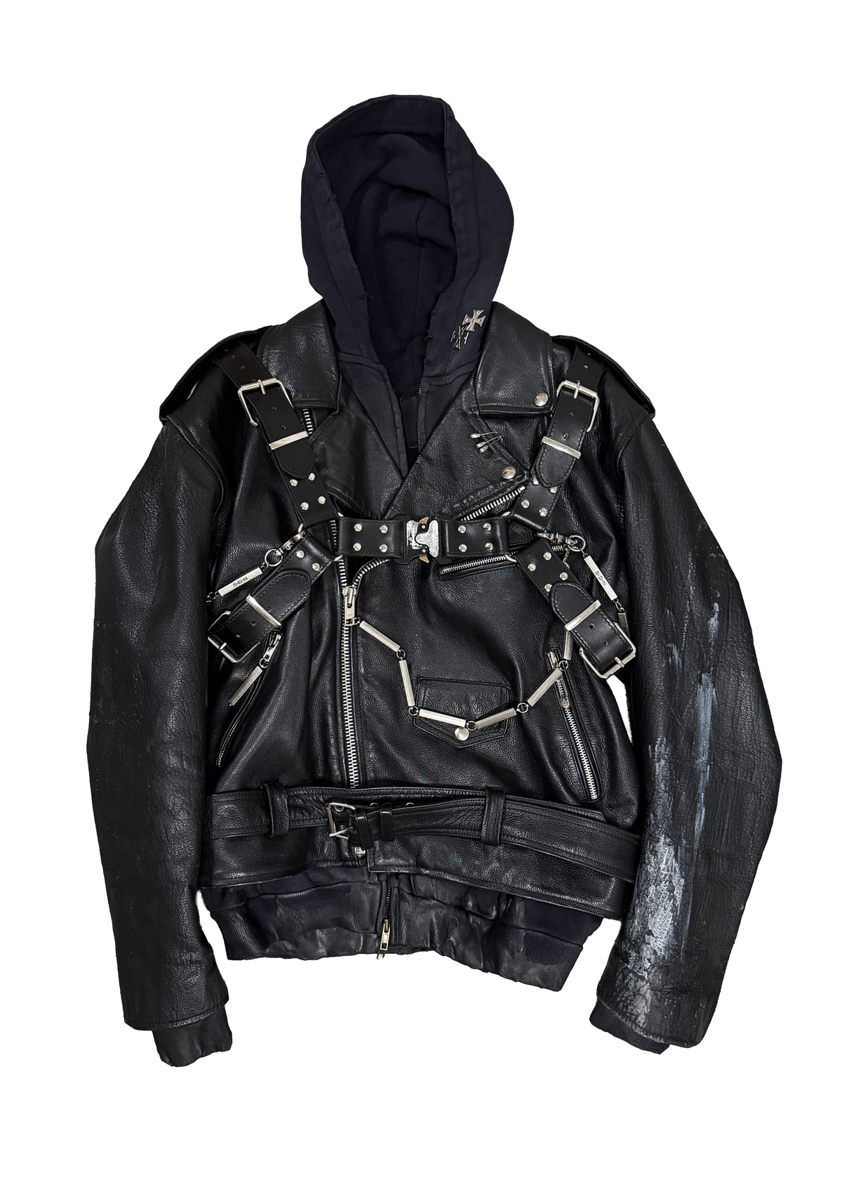 SM1 LEATHER HOODIE JACKE