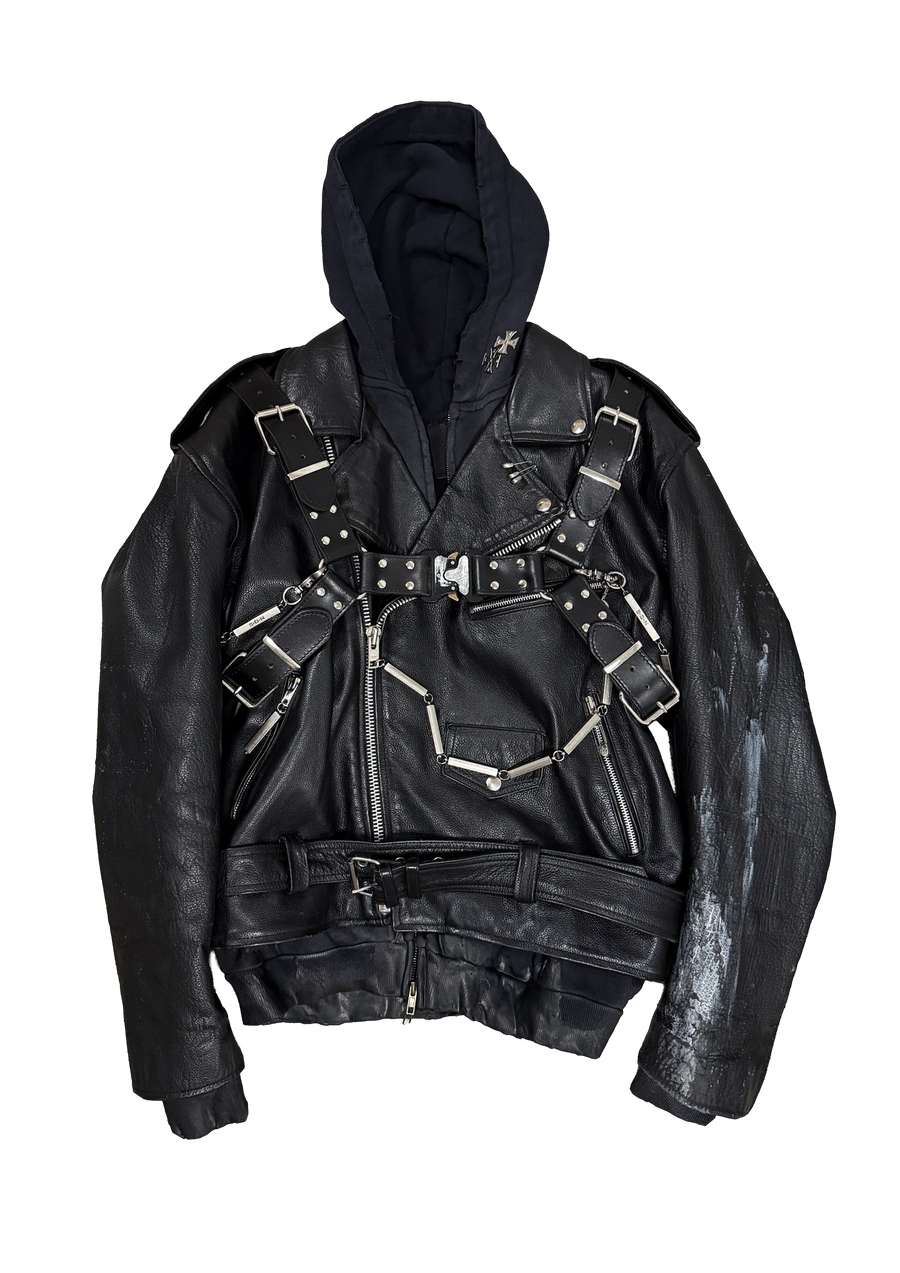 SM1 LEATHER HOODIE JACKE